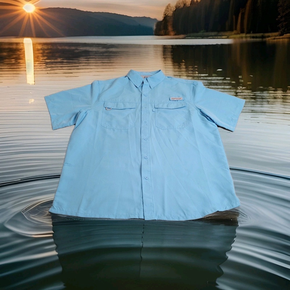 🎣‎ Realtree Fishing Shirt Men's Large Blue Vented Back Utility Pockets Gorpcore